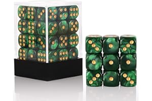 HANDAN 36 of Pack 12MM 6 Sided MINI Dice Set,Pearl Pattern Game Dice Set, 6 Sided Standard Dices for Yahtzee, Bunco or Teaching Math,with Portable Plastic Box(Green Pearl)