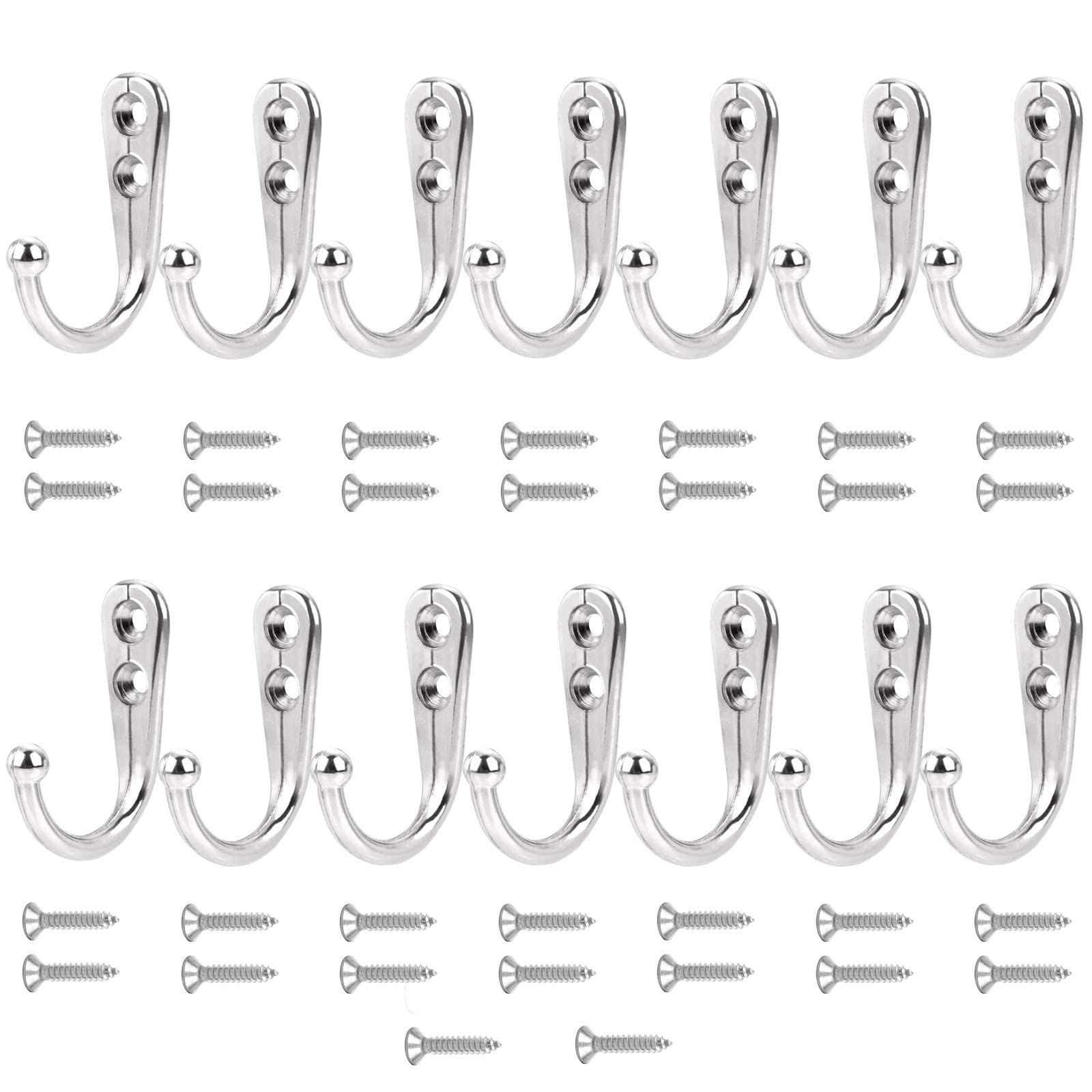 Annefly 14 PCS Wall Mounted Hooks Coat Hooks with 30 PCS Screws Retro Door Robe Hook for Hanging Towel Clothes Hat Key Cup Single Metal Hook Cloth Hanger in Bedroom Bathroom Kitchen Cupboard