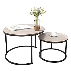 HOMERECOMMEND Round Coffee Tables Nesting Side Set