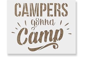 STENCIL REVOLUTION Campers Gonna Camp Stencil - Ideal for Creating Nature-Inspired Patio Art, Summer Stencil