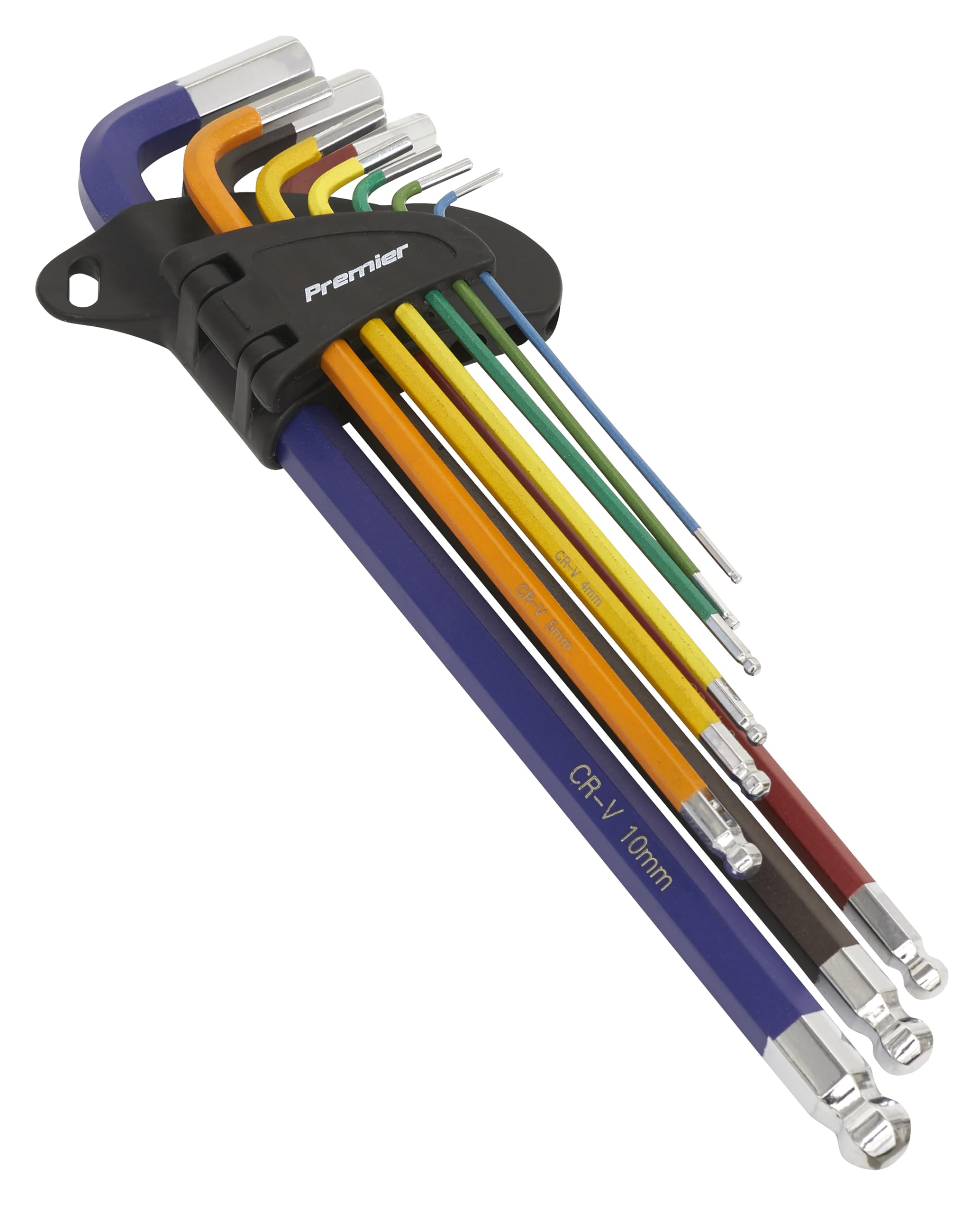 Sealey Ak7191 Ball-End Hex Key Set 9Pc Colour-Coded Extra-Long Metric