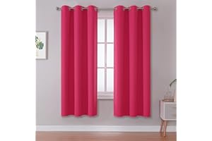 DUALIFE Pink Blackout Curtains for Bedroom-Hot Pink Room Darkening Curtains Thermal Grommet Window Curtains for Girls Living Room, 2 Panels, 42 x 63 Inch, Raspberry