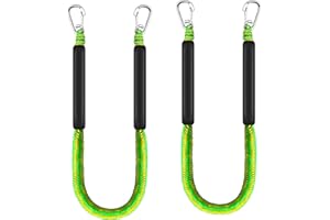 SCGFPOE 4ft Bungee Dock Lines for Boat, Dock Mooring Ropes (Green & Yellow, 4ft Two Hooks)