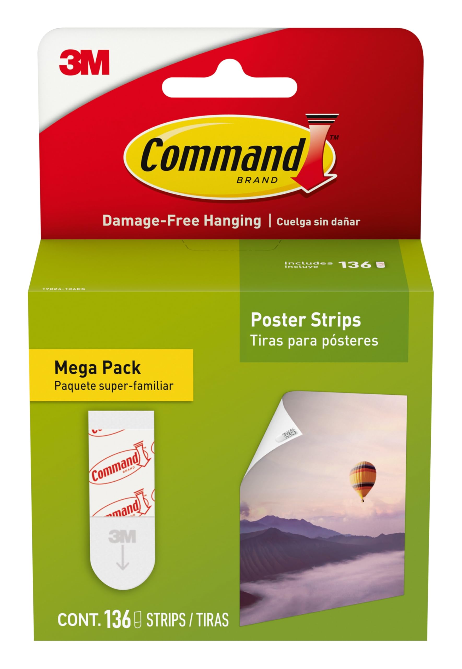 Photo 1 of Command Poster Strips Mega Pack, 136 Command Strips Damage-Free Hanging Poster Hangers, No Tools Great for Home, Room, Wall, and Office Decor, White Adhesive