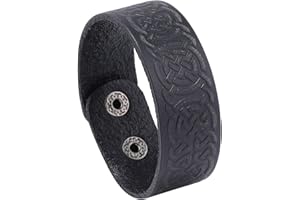 VJOSA Punk Rock Vintage Print Pattern Wristband Pu Leather Cuff Bracelet