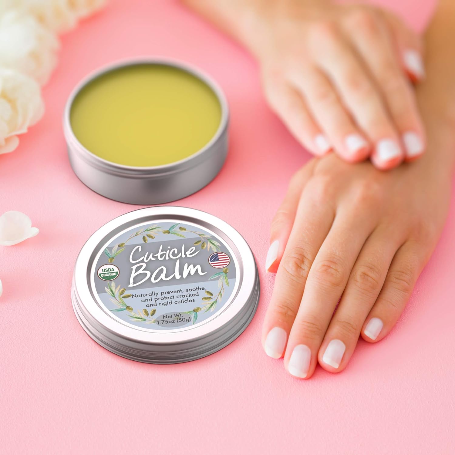 Organic Cuticle Cream Balm - Natural, Made in USA (1.75oz Large Size) USDA Certified Cuticle & Nail Salve Oil to Moisturize, Protect, Heal Cracked & Rigid Skin: Beauty
