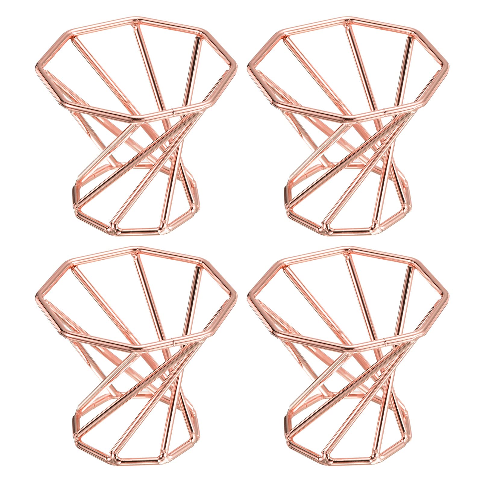 PATIKIL Air Plant Holder, 4 Pack Tillandsia Pot Base Container Metal Air Plant Rack Indoor Planter Stands for Home, Rose Gold