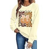 Thanksgiving Sweatshirts for Women Boho Pumpkin Season Sweatshirt Autumn Tops Crewneck Halloween Pullover