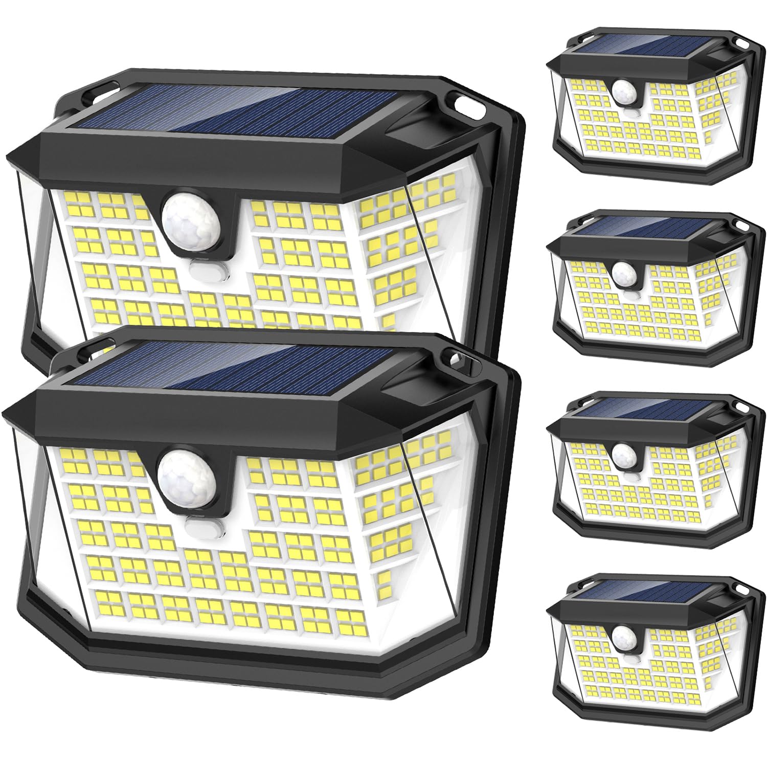 LANSOW 188 LED Solar Security Lights Outdoor, 3 Modes Solar Powered Motion Sensor Lights, IP65 Waterproof Solar Lights Outdoor Garden for Yard Wall Fence Door (6 Pack, White)