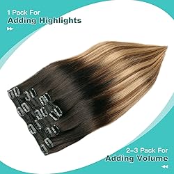 SURNEL Clip in Human Hair Extensions 18 Inch 6pcs