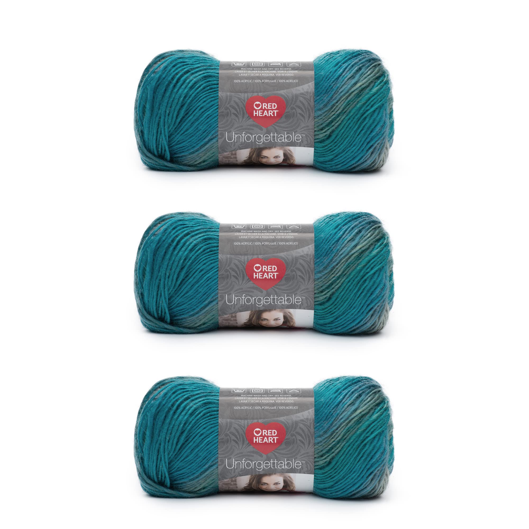 Red Heart Boutique Unforgettable Tidal Yarn - 3 Pack of 100g/3.5oz - Acrylic - 4 Medium (Worsted) - 270 Yards - Knitting/Crochet