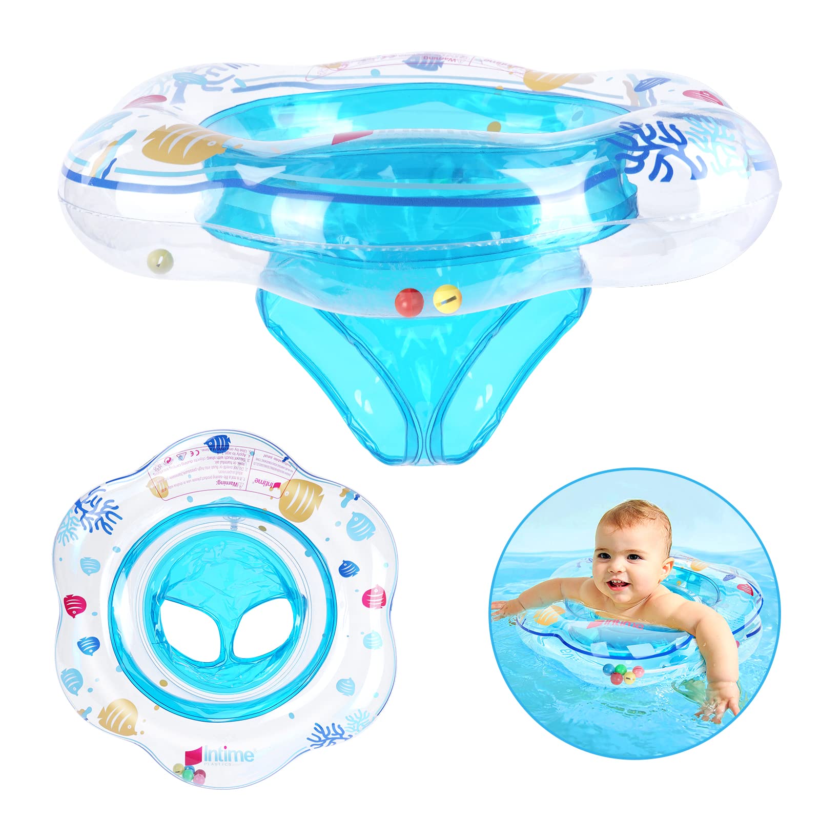Baby Swimming Pool Float, Inflatable Baby Swimming Float Swim Ring with Seat, Safety PVC Baby Bath Seat for Infant/Toddler 6-36 Months, Suitable for Baby Bath and Swim Trainging(Bell)