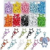 40 PCS Keychain Clips Accessories Swivel Keychain Clasp Colorful Lobster Claw Clasps Metal Key Chain Hooks for Bag Charm, DIY Key Chain, Jewelry Making, Art Crafts, 10 Color (Star Design)
