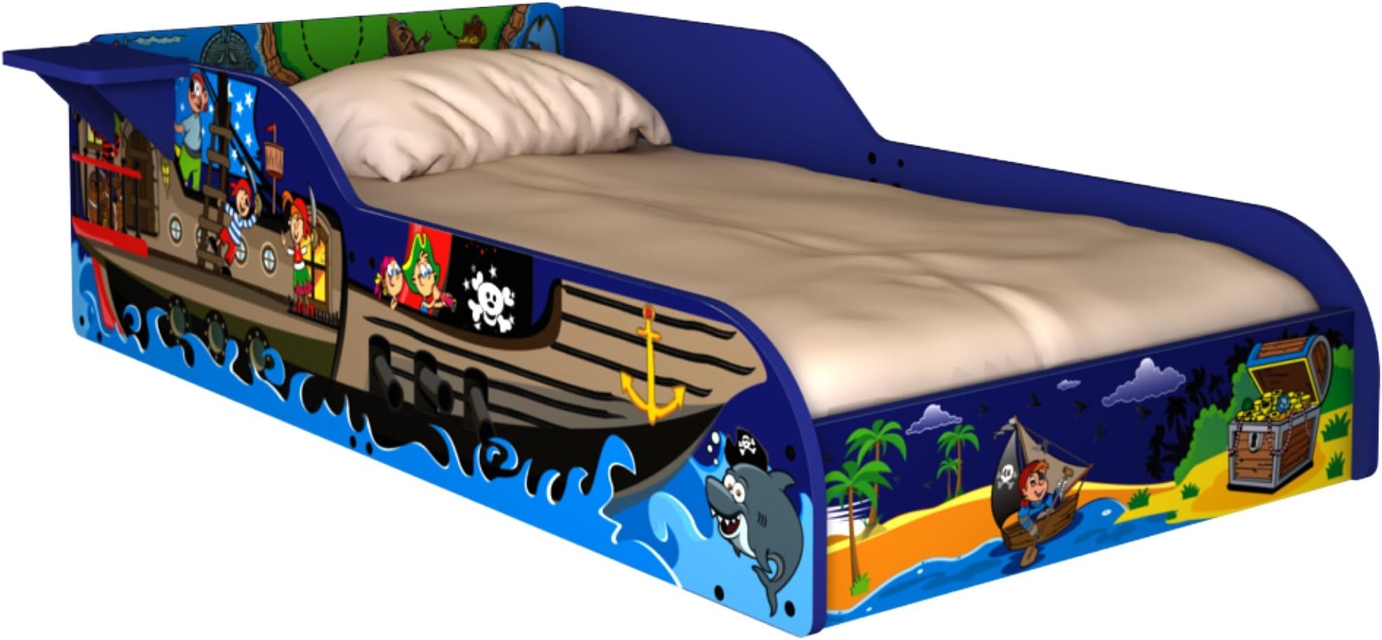 Rack Furniture Pirate Toddler Bed with Side Shelf