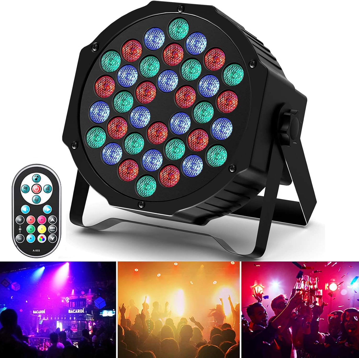 U`King RGB 36 LED Stage Lights with Remote Control, 72W LED Par Can Light Console 7CH Control, 7 Modes Disco Lights for Parties Wedding Club Party Concert Bars Show