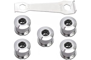 YBEKI 7075-T651 Aircraft-Grade Chainring Bolts Kit - CNC Machined for Road/MTB (Single & Double Chainring), Includes 4.9mm & 6.4mm Bolts + Heat-Treated Mounting Wrench, Anodized Anti-Corrosion
