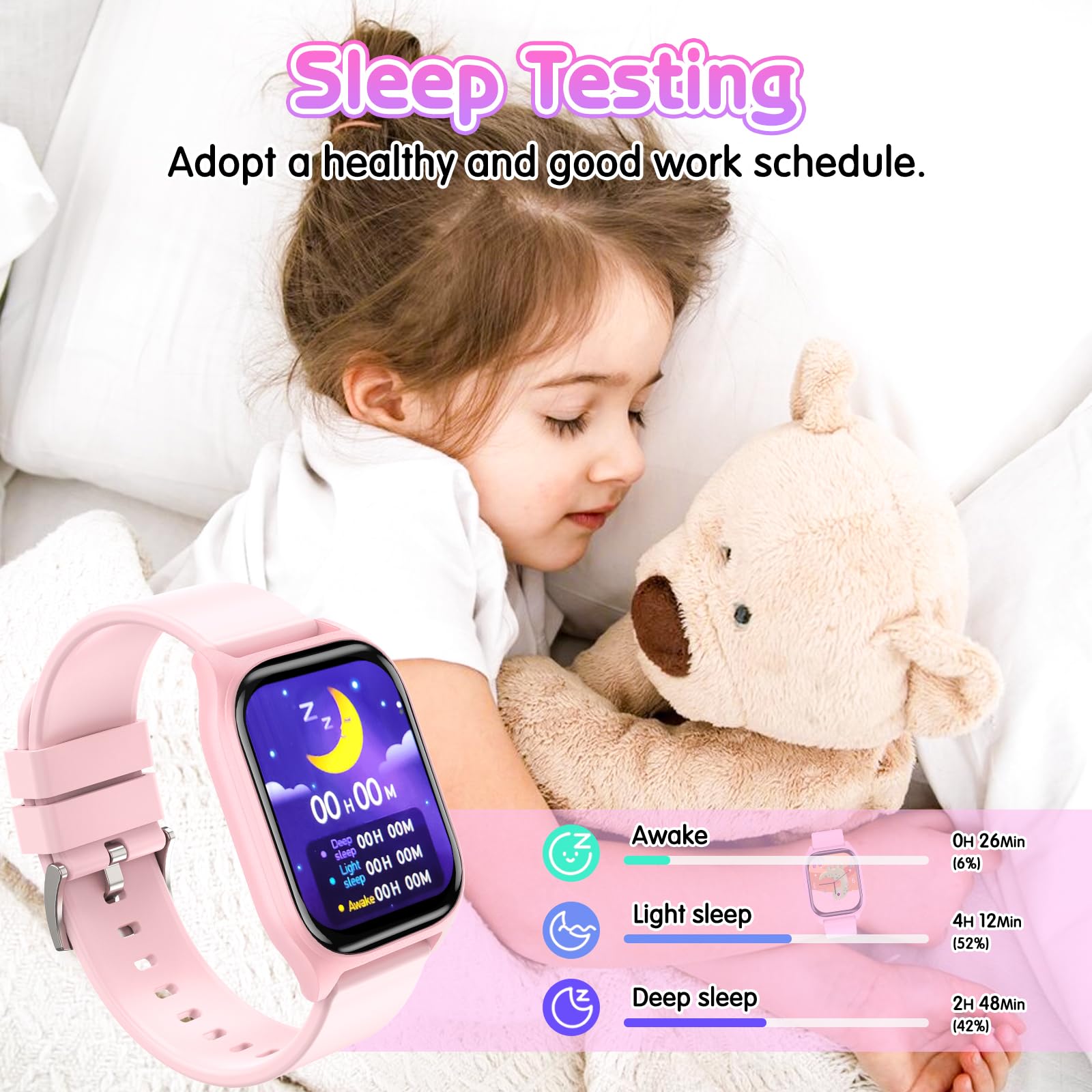 clleylise Clleylise Smart Watch for Kids - Fitness Activity Tracker, Pedometer, Heart Rate Sleep Monitor, 18 Sport Modes, Calories Counter, Alarm Clock - Gifts for Boys Girls Teens 4+ (Pink)