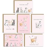 FYSUIMU 36 Pack Cat Thank You Cards Cute Cat with Bow Greeting Cards with Envelopes Stickers Blank Note Card for Holiday Wedding Baby Shower Birthday, 4 x 6 Inch