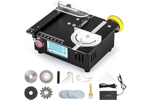 Bonoutil Mini Table Saw-96W Dual Motor 12MM Cut Depth, 0-90° Angle Adjustment 4 Blades Set & Compact for Wood Crafts, PCB, Acrylic DIY Hobby Saws