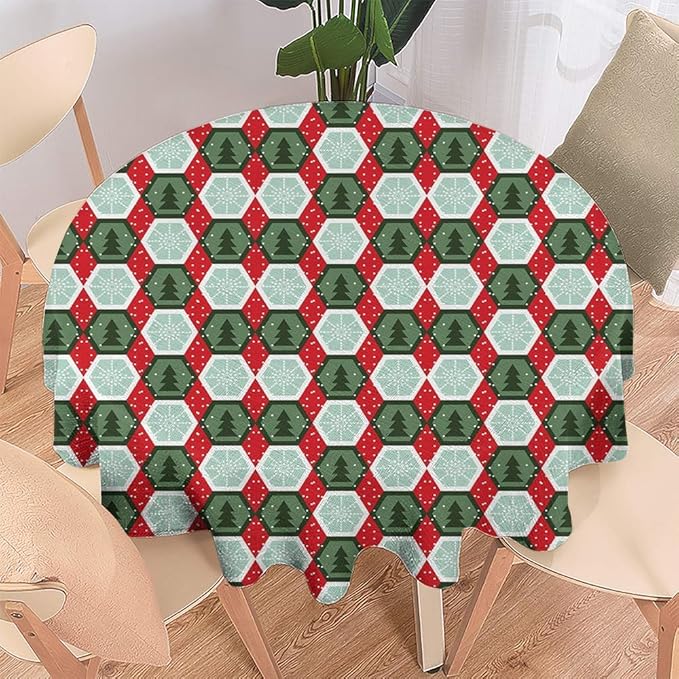 Merry Christmas,Christmas Round Tablecloth,Round Tablecloth for Party