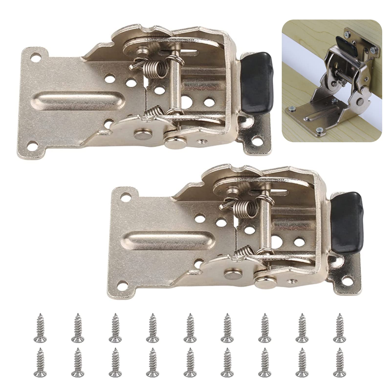 UFURMATE Folding Brackets, 2Pcs Silver Cold Rolled Steel Foldable Support Bracket Heavy Duty Self-Locking Hinge Lock Extension Support for Folding Table Legs, Workbench (0-180 Degree) — image 1