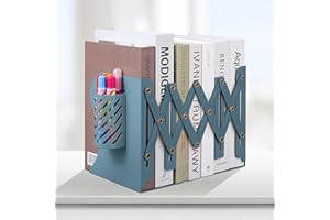 Adjustable Bookends, Metal Book Ends for Shelves Heavy Book, Desk Magazine File Organizer for Home, Office, Books, Papers, Ex