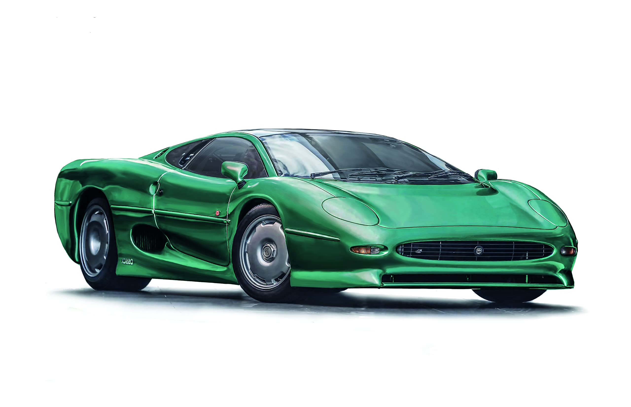 Italeri 3631S - 1:24 Jaguar XJ 220, Model Making, kit, Stand Model Making, Crafts, Hobbies, Gluing, Plastic kit, Detailed, White, Green