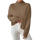SunnyMelody Womens Cropped Turtleneck Sweater Fall Winter Spring 2025 Trendy Cute Mock Turtle Neck Cozy Soft Ribbed Knit Lightweight Long Sleeve Crop Knitted Pullover Sweaters Jumper Khaki XS