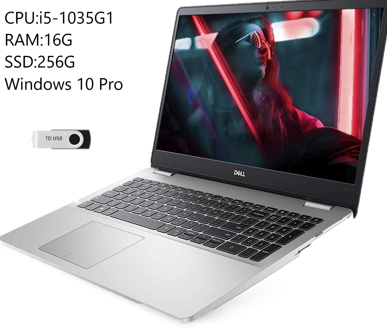 2020 Latest Business Laptop Dell Inspiron 15 5000 5593 15.6" Full HD 1080p 10th Gen Intel Core i5-1035G1 16GB RAM 256G SSD Intel UHD Graphics Backlit KB Win10 Pro with TD 32g USB Drive