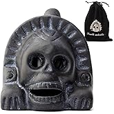Authentic Aztec Death Whistle - Handcrafted Clay Skull with Ear-Piercing Scream Sound for Horror Films, Halloween Pranks & Spiritual Rituals (Vintage Black)