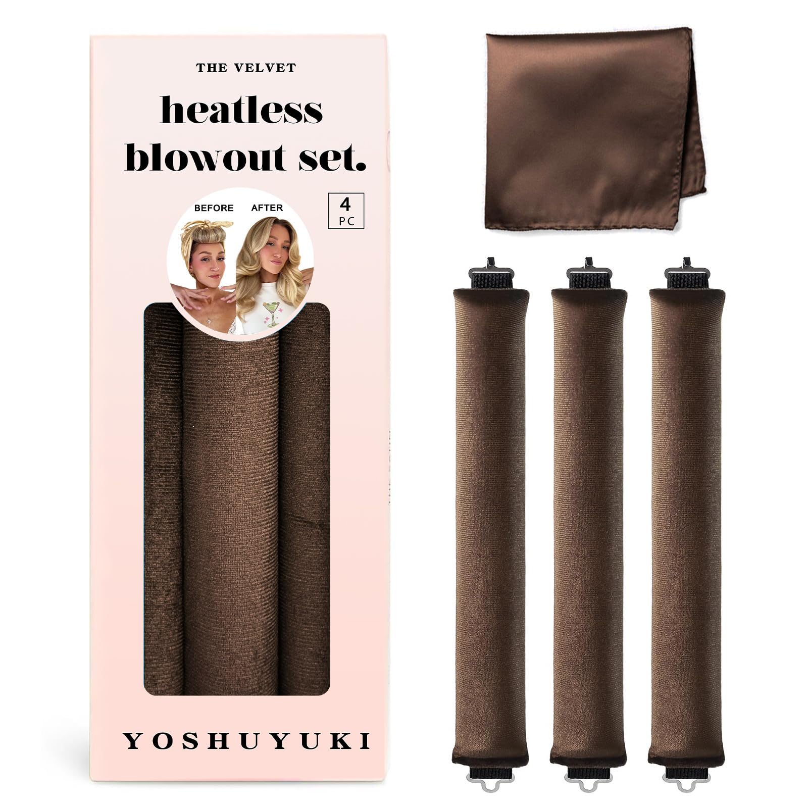 YOSHUYUKI Heatless Hair Curler to Sleep in No Heat Satin Heatless Curls Overnight Rods Curling Set Jumbo Large Foam Sponge Hair Rollers Curlers for Long Short Hair Volume Women Styling Tools