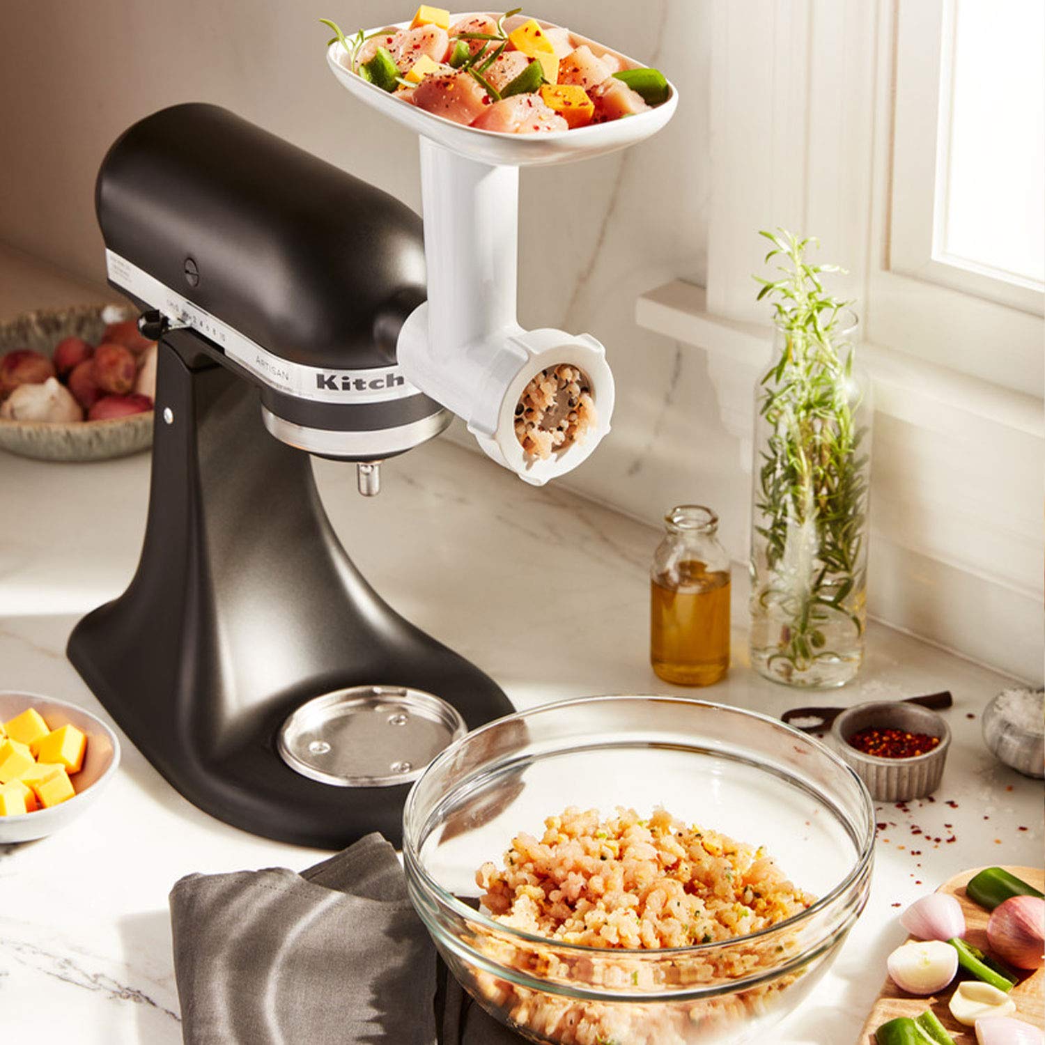 KitchenAid 5FGA Food Grinder, White (Optional Accessory for KitchenAid