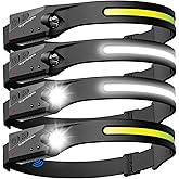 Rechargeable LED Headlamp – 500 Lumens, Waterproof, Wide 230° Beam, USB-C Lightweight, Comfortable Long Runtime – Perfect for Camping, Hiking, Running, Fishing, Repairs & Gift Giving (4, Black)