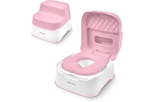 Ingenuity Prepare to Potty 3-in-1 System - Potty Training Toilet, Topper, Step Stool, Easy Setup, Pink, For Toddlers 18 Months+