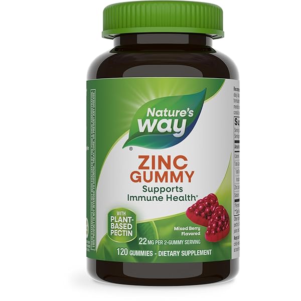 NATURE’S WAY ZINC GUMMIES, DAILY IMMUNE SUPPORT GUMMIES*, 100% DAILY VALUE ZINC PER GUMMY, MIXED BERRY FLAVORED, 120 GUMMIES (PACKAGING MAY VARY)