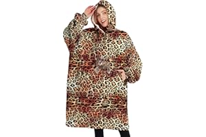 BLAHOO Lovely Pugs Wearable Oversized Blanket, Sherpa Blanket Hoodie with Super Pockets, Super Warm Fuzzy Pullover for Women & Men