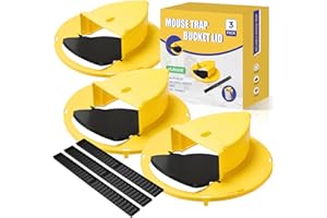 SRDASS Mouse Trap Bucket Lid, 5 Gallon Bucket Lid Mouse Rat Trap, Multi-Catch, Auto Reset, Reusable Mice Traps for Indoor Outdoor Use (3)