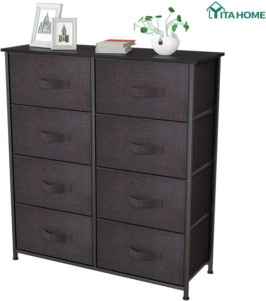 YITAHOME Storage Tower with 8 Drawers - Fabric Dresser with Large Capacity, Organizer Unit for Bedroom, Living Room & Closets - Sturdy Steel Frame, Easy Pull Fabric Bins & Wooden Top (Brown): Home Improvement