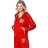 FOCO NFL womens Nfl Team Logo Ladies Fashion Tracksuit Soft Velour Sweatsuit Zip Up Jacket Top