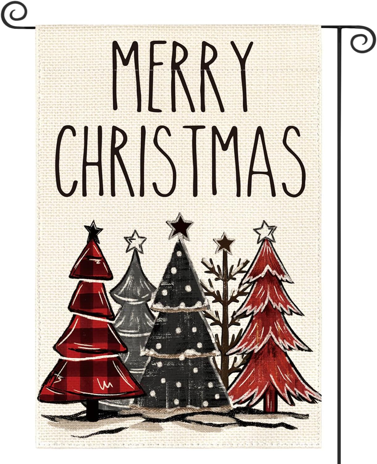 Flags - AVOIN colorlife Merry Christmas Tree Garden Flag 12x18 Inch Double Sided Outside, Rustic Buffalo Plaid Winter Farmhouse Yard Outdoor Decorative Flag
