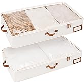 StorageWorks Large Under Bed Storage Containers with Handles and Label Holder, 2 Pack Ultra-thick Fabric Underbed Bins, Closet Organizer for Clothes, Blankets, Sweater