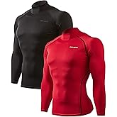 DEVOPS 2 Pack Men's Thermal Turtle Mock Neck Shirts, Compression Long Sleeve Tops and Hoodies