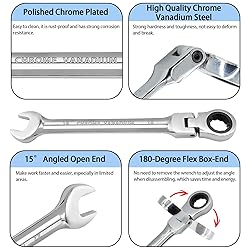 HARSKIYER 18mm Flex-Head Ratcheting Wrench, 12