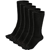 ZAKASA Mens Toe Socks Athletic Running Cushion Five Finger Cotton Crew Socks