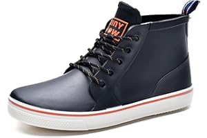 Rain Boots for Women, Waterproof Rubber Garden Boots Anti-Slip Ankle Rain Boots Lace Up Deck boots for Muck Mud Working Outdo