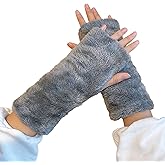 Wanheart Fuzzy Plush Fingerless Gloves for Women, Thick Winter Wrist Warmers, Soft No-Shedding Cozy Arm Sleeves