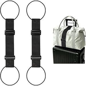 2-Pack Strong Adjustable Luggage Connector Straps for Suitcases | Multi-Use Waterproof Add-a-Bag Elastic Bungee Strap to Conn