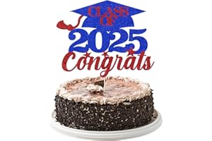 YUINYO Class Of 2025 Congrats Cake Topper,Congrats 2025 Graduate Party Decorations Supplies,High School Graduation, College Graduate Cake Decorate (Dark blue red)