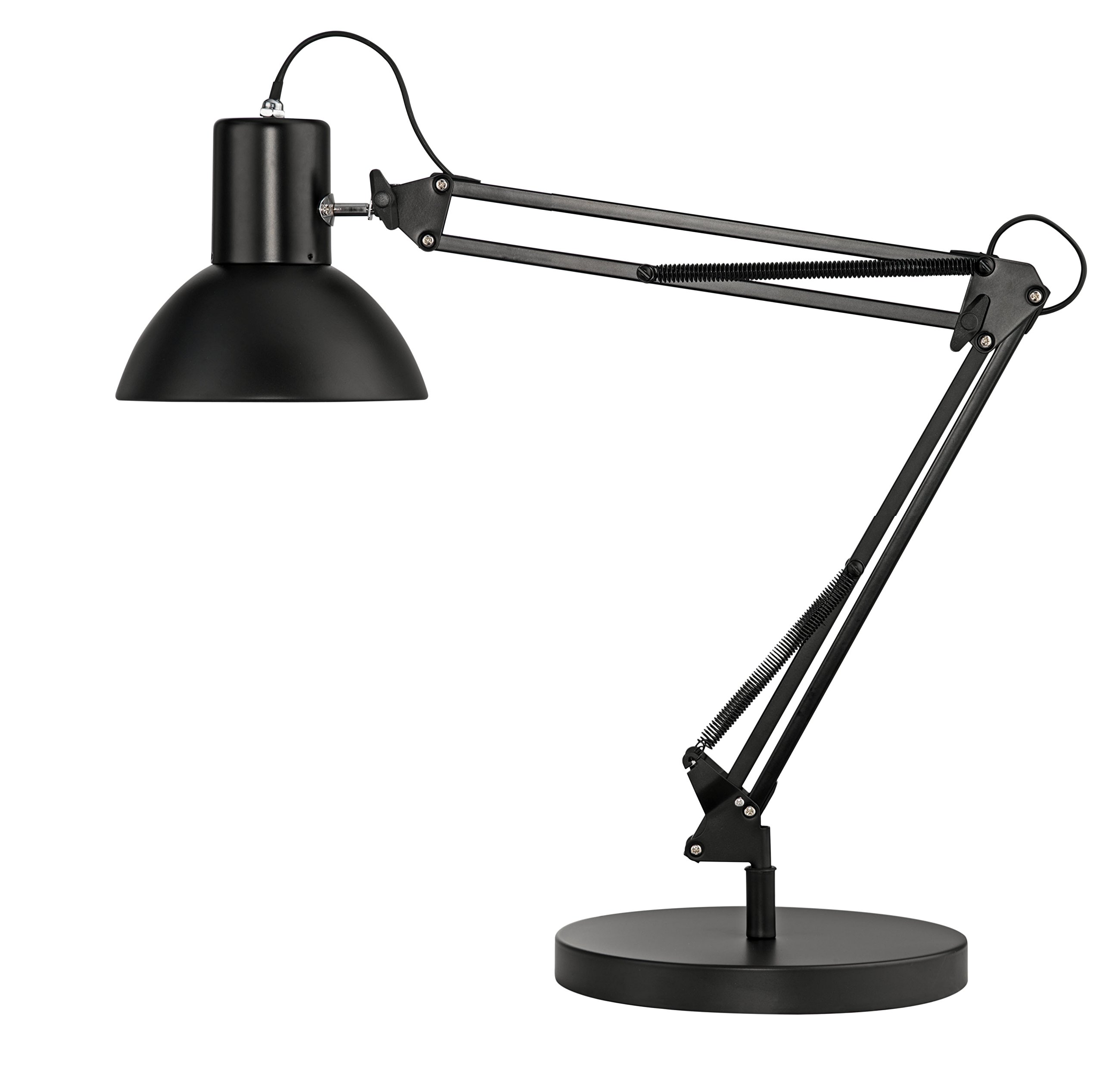 Unilux Success Architect Desk Lamp, 66 cm Double Arm, Base or Clamp Mount, Adjustable Metal Office Task Lamp, Black