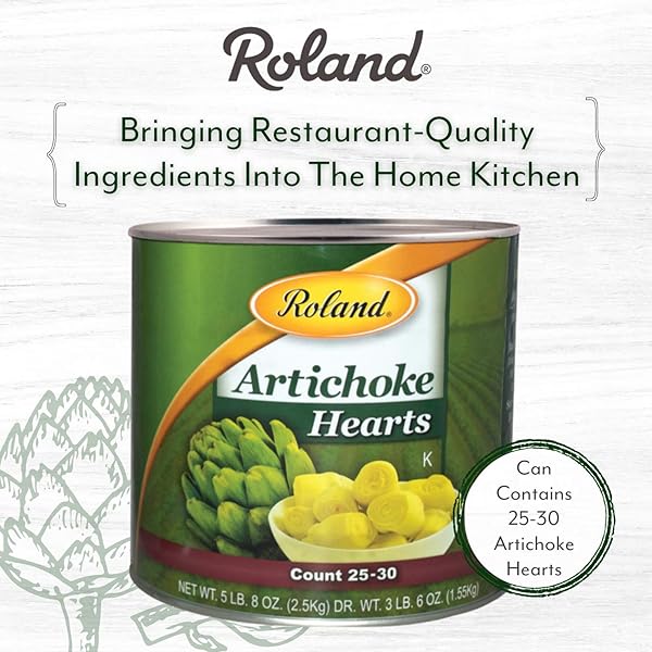ROLAND FOODS WHOLE EXTRA LARGE ARTICHOKE HEARTS, 25-30 COUNT, 5 LB 8 OZ CAN